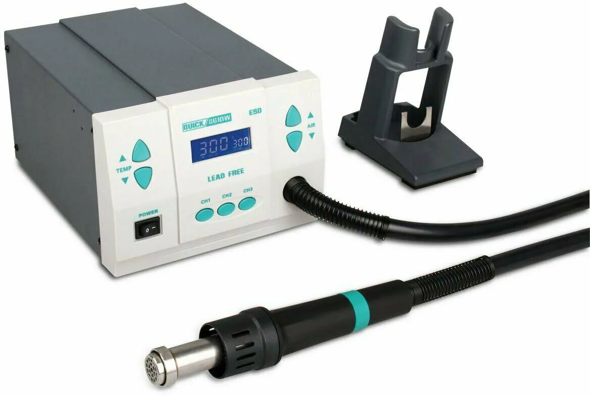 QUICK 861DW hot air station on stand with handle and three nozzles
