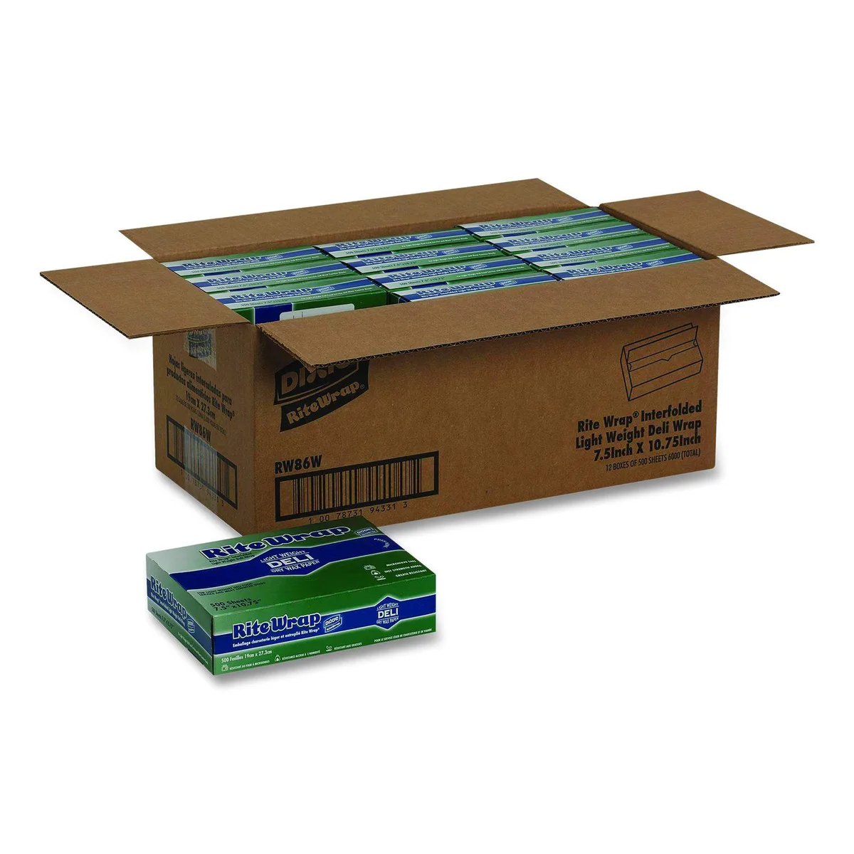 Dixie Dixie Dispens-A-Wax Deli Patty Paper 10.75 x 7.5 500/Box 12 Boxes/Carton RW86W — product photo
