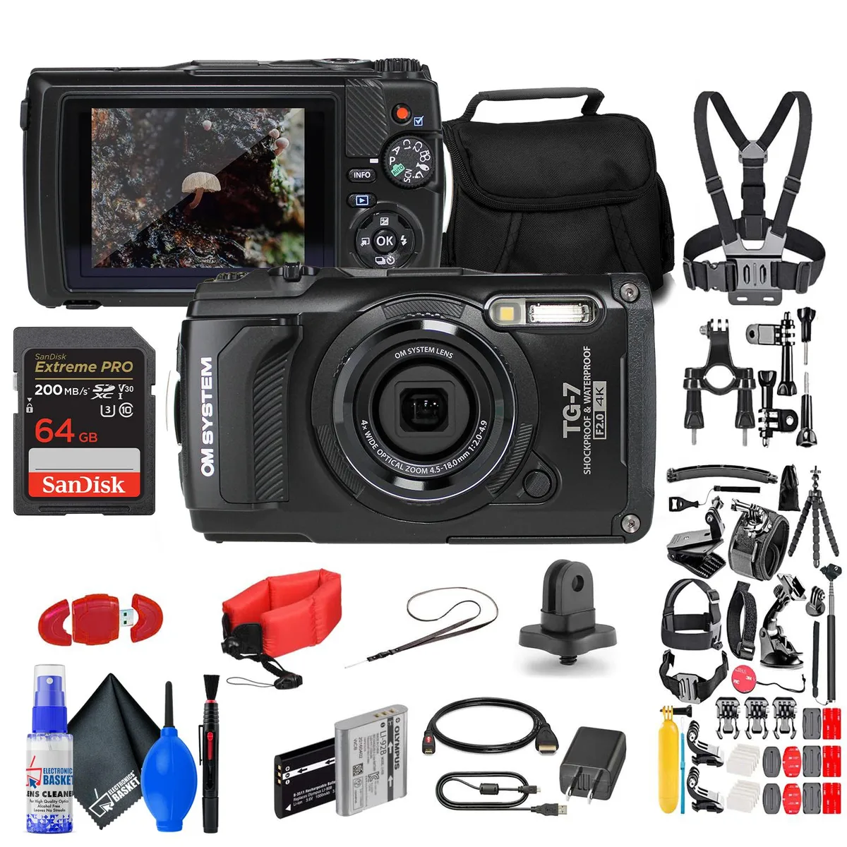 Olympus America Inc. Olympus America Inc. OM System Tough TG-7 Camera Kit with 50 Accessories 64GB Card — product photo