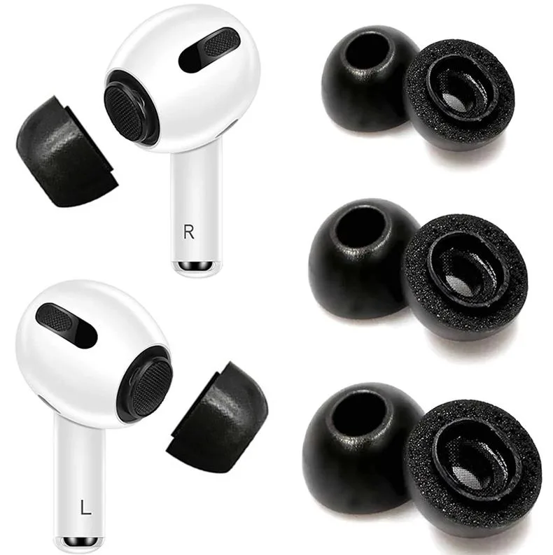 The Perfect Part The Perfect Part Memory Foam Ear Tips AirPods Pro 3 Pairs S/M/L 11.7/13/14.5mm Black — product photo