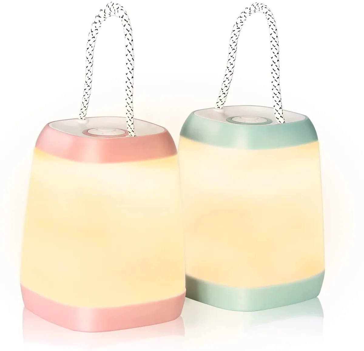 Two black cylindrical lanterns with frosted silicone housing