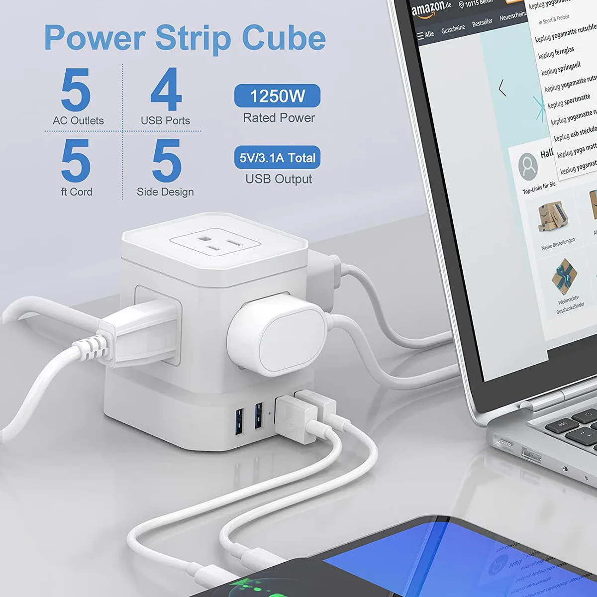 Xtreme Time Xtreme Time PowerCharge Cube 5 AC 4 USB 1250W — product photo