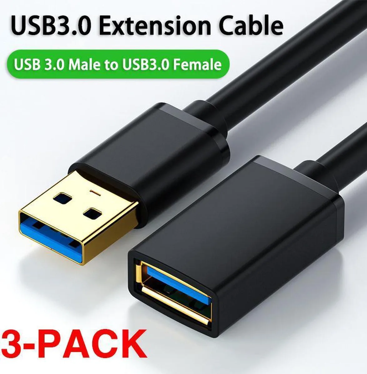 SMUGDESK SMUGDESK USB 3.0 A Male to A Male Cable 3 Pack 6.6ft Double End — product photo