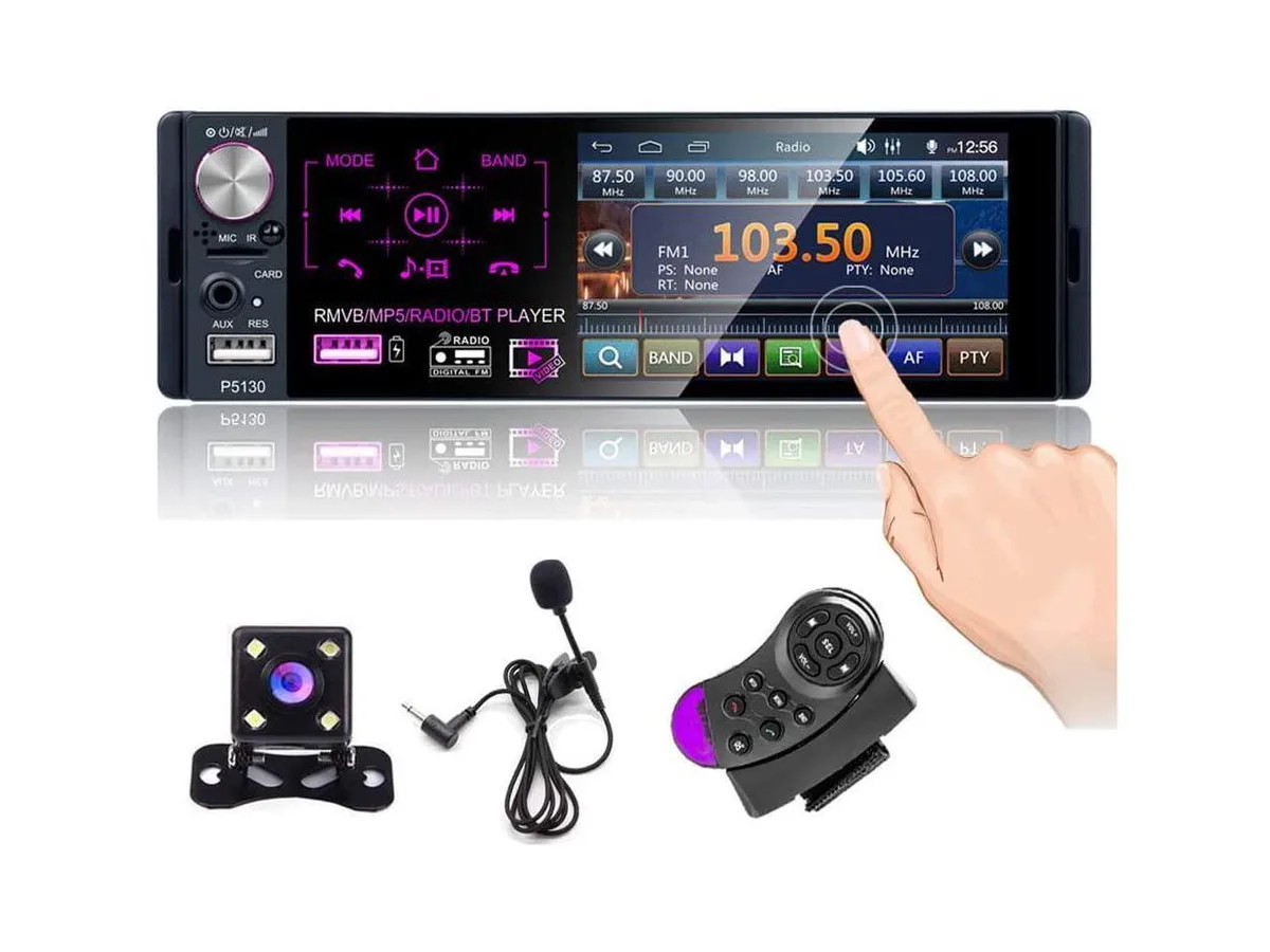 BONAEVER BONAEVER Single DIN Car Bluetooth Radio Capacitive Touch Screen FM/AM/RDS Radio — product photo