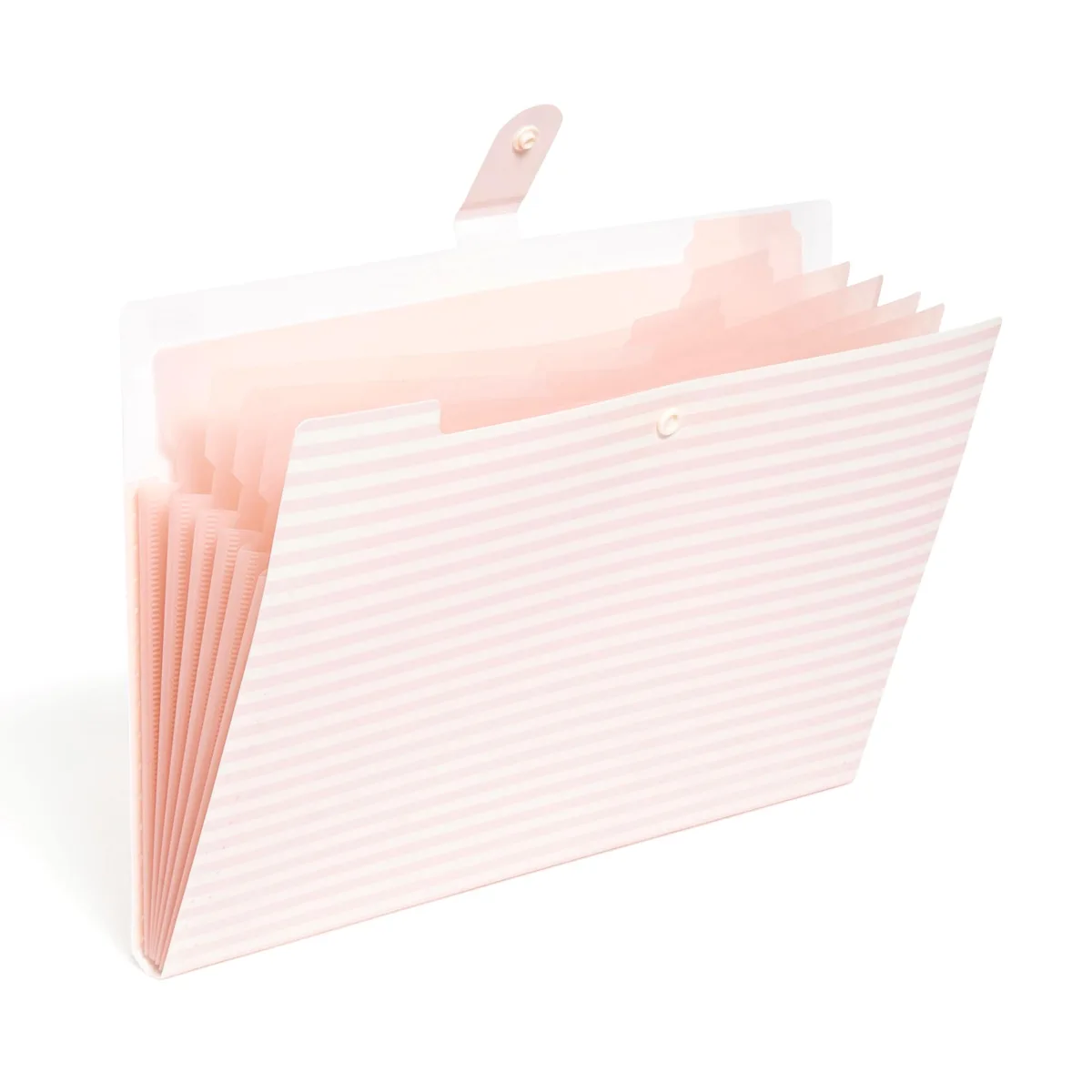  Poly 6 Pocket Expandable Folder, Preppy Pink Stripes, Letter Size, 14 Labels — product photo