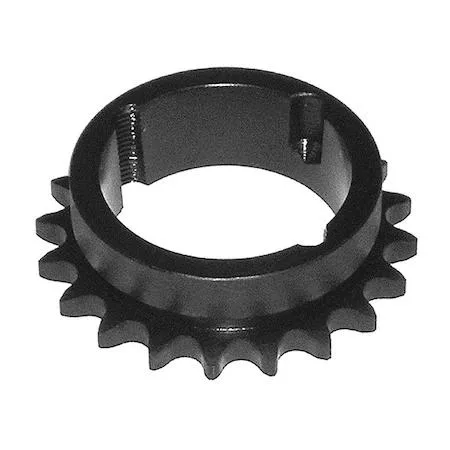 Black oxide steel sprocket, 14 hardened teeth, split-taper hub, 2.49 inch outside diameter