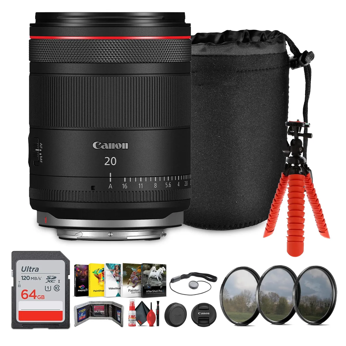 Canon Canon RF 20mm f/1.4 L VCM Lens 67mm 58mm 64GB Bundle — product photo