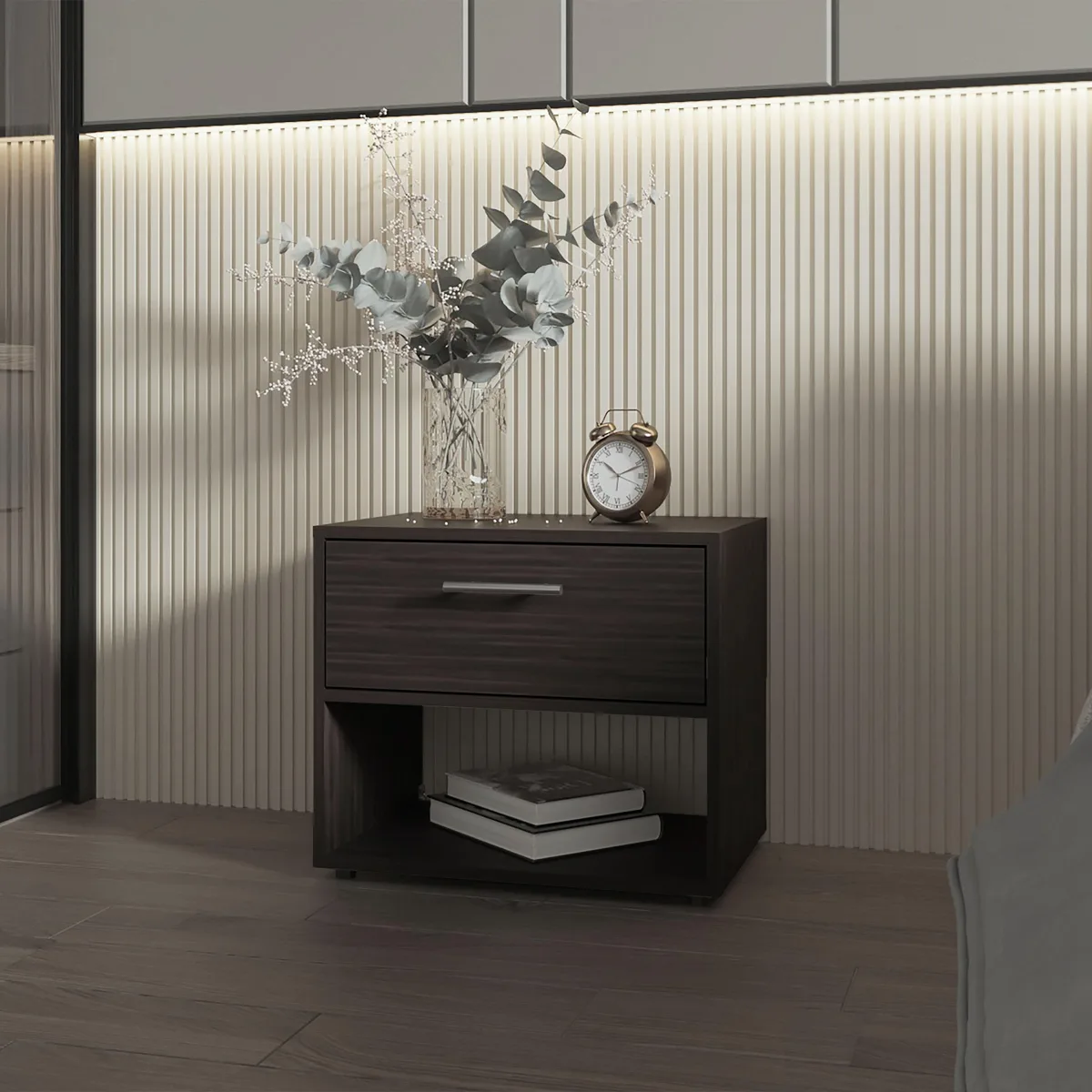 tuphen tuphen Round Rock Nightstand Stained Walnut 20.9" W 18.1" H 14.7" D — product photo
