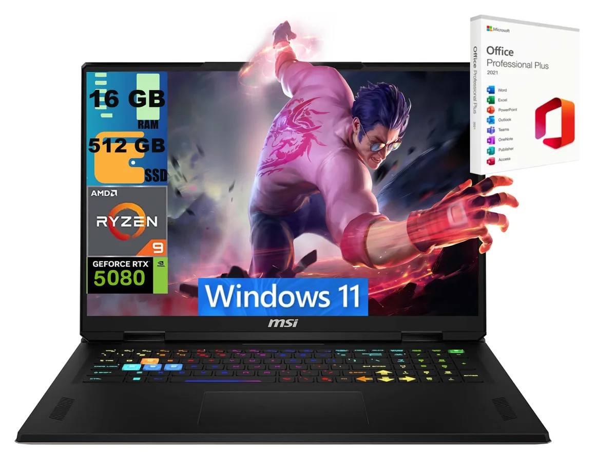 MSI MSI Vector A18 gaming laptop 18" QHD+ 240Hz Ryzen 9 9955HX RTX 5080 16GB 512GB — product photo