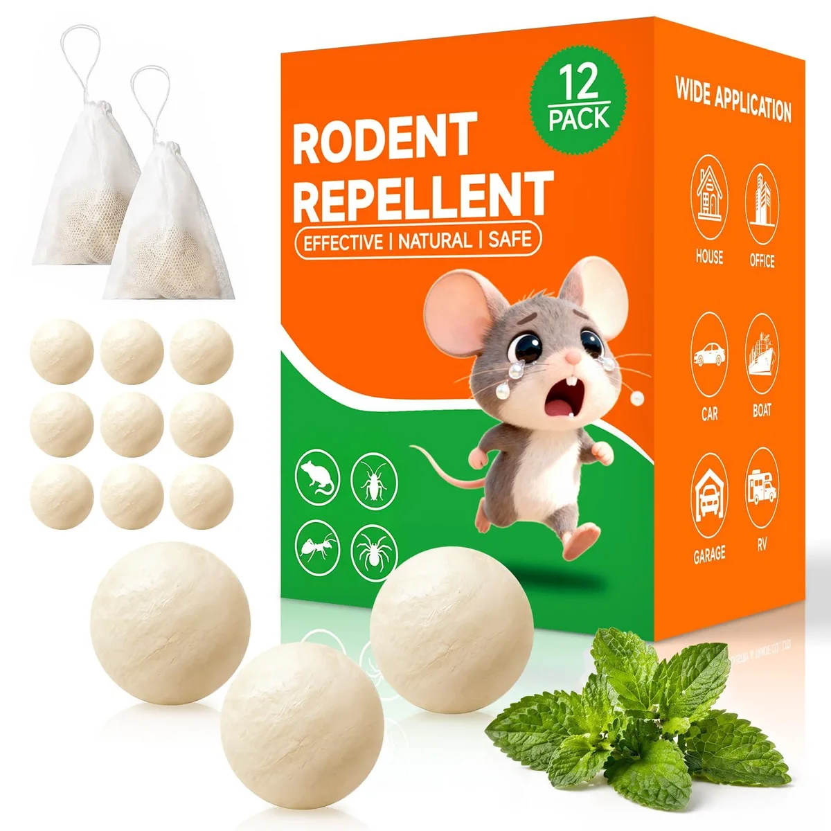  12 Pack Peppermint Oil Repellent Balls — product photo