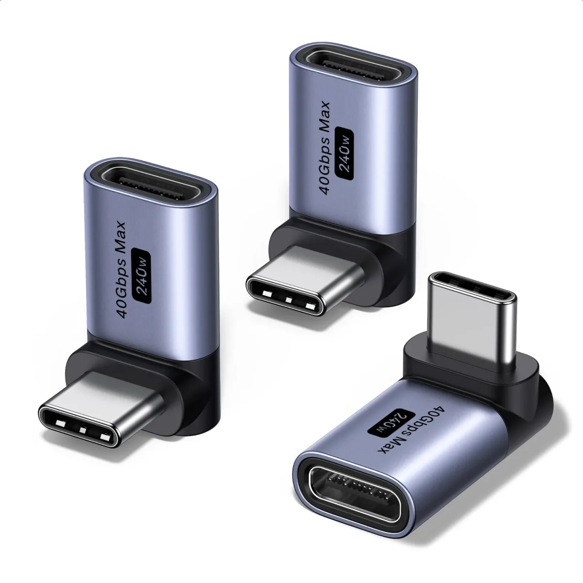  Ugreen 85234 USB Type C 90 Degree Adapter 3 Pack Space Grey — product photo