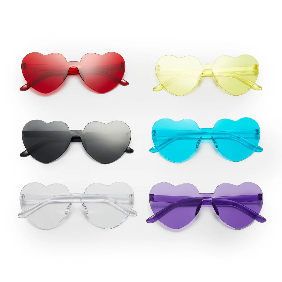 Zink Zink 6PCS Colorful Heart Glasses 6 Pairs Rimless Heart-Shaped Sunglasses Multicolor 2.3 — product photo