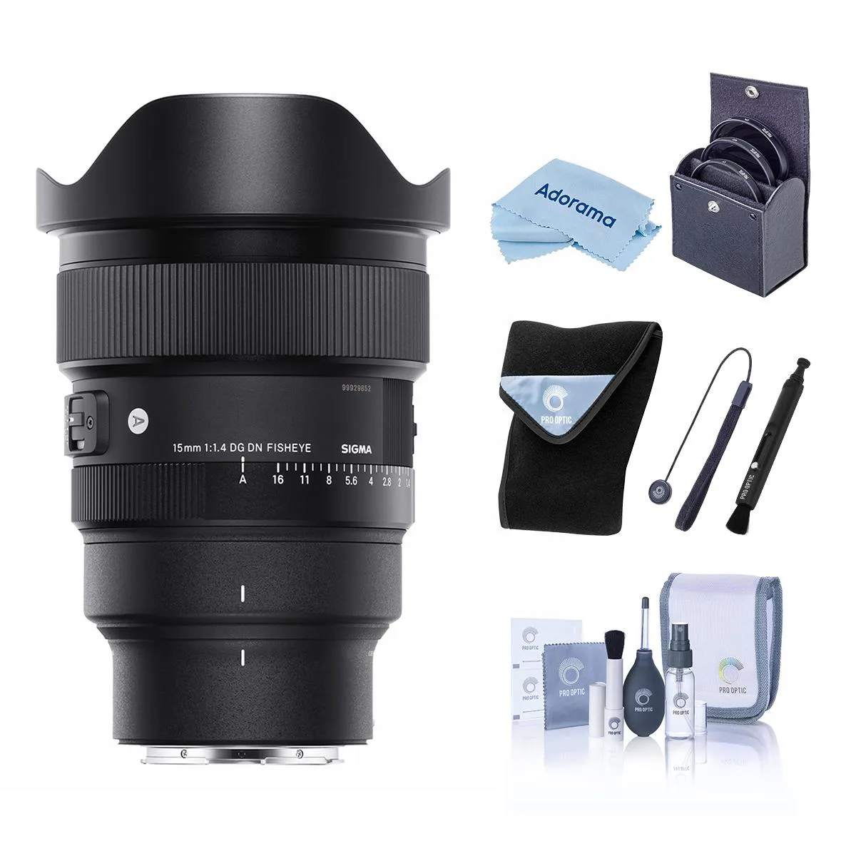SIGMA SIGMA 15mm f/1.4 DG DN Diagonal Fisheye Art Lens for L Mount, Black, Bundle — product photo