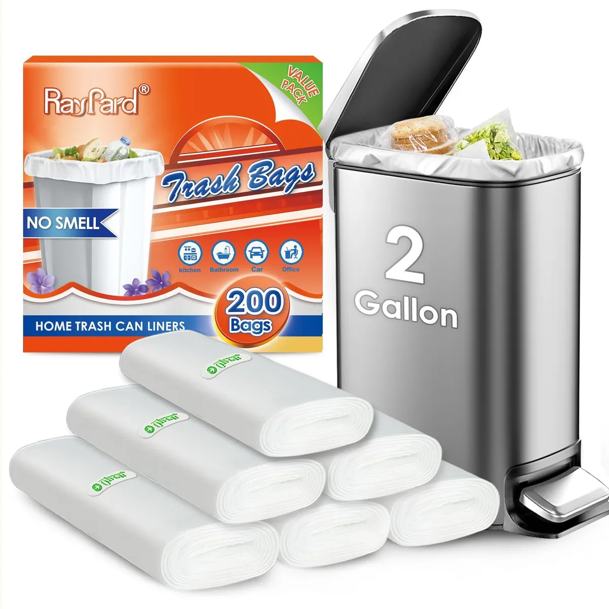  Baldwin 200 Count 2 Gallon Trash Bags Clear 1.99 Gal 3 Pack — product photo