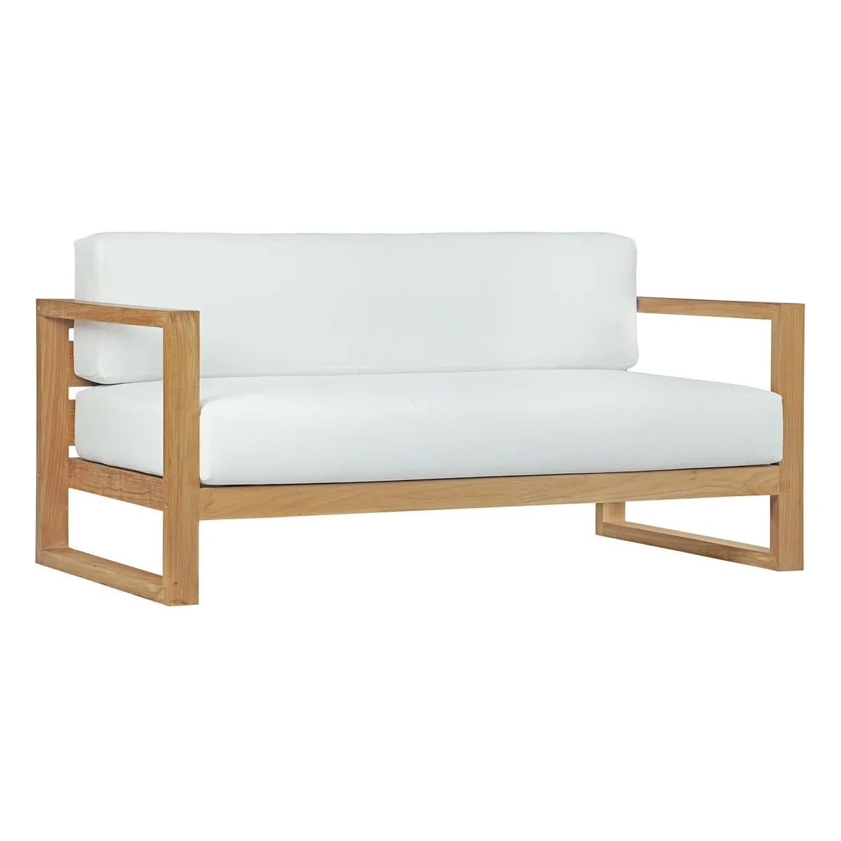 Modway Furniture Modway Furniture Upland Teak Sofa Natural White 63.5"L 33.5"W 25-29.5"H — product photo