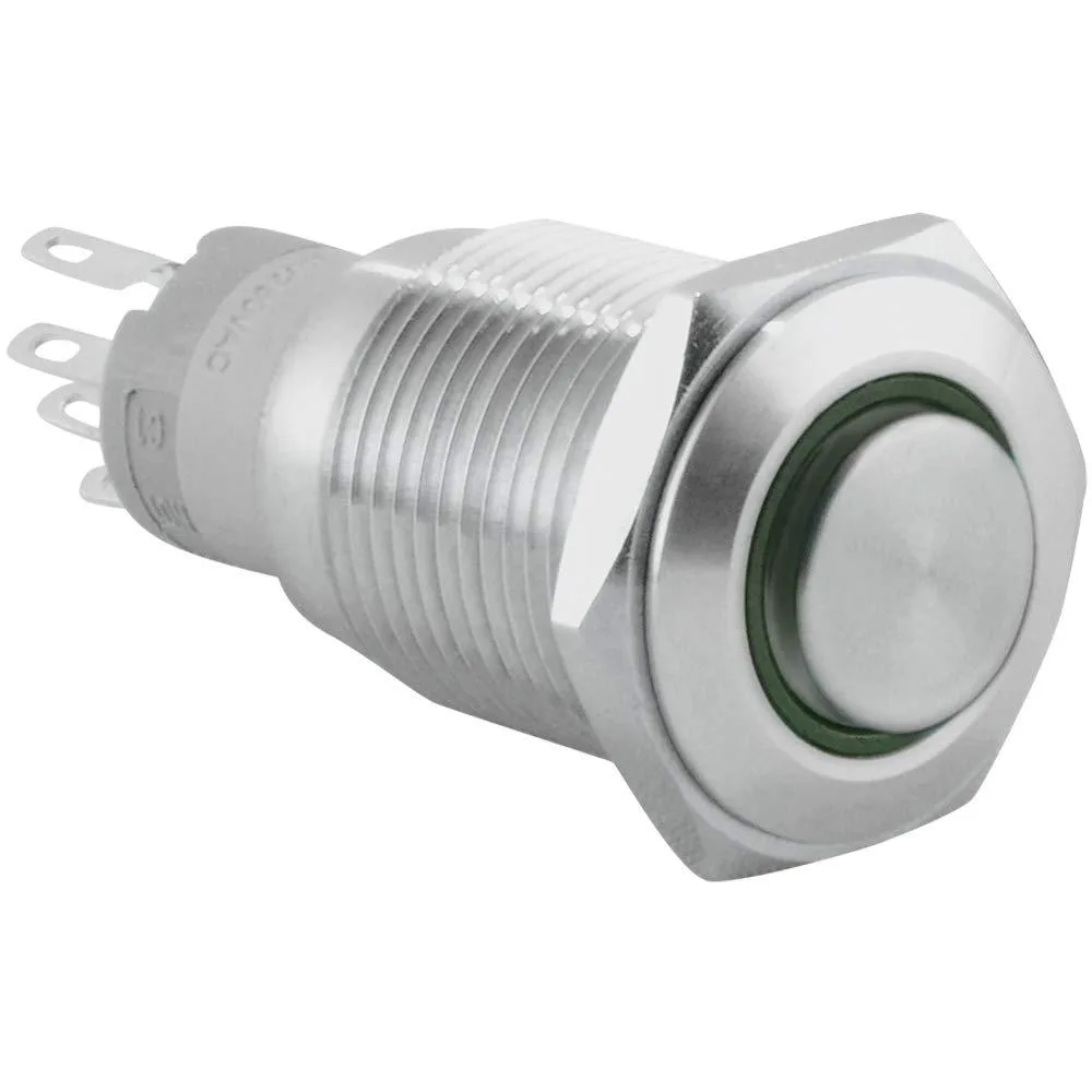 JacobsParts Inc. JacobsParts Inc. LTCH-K3-GRN Momentary Pushbutton Disconnect IP67 16mm 250V 3A Green LED — product photo