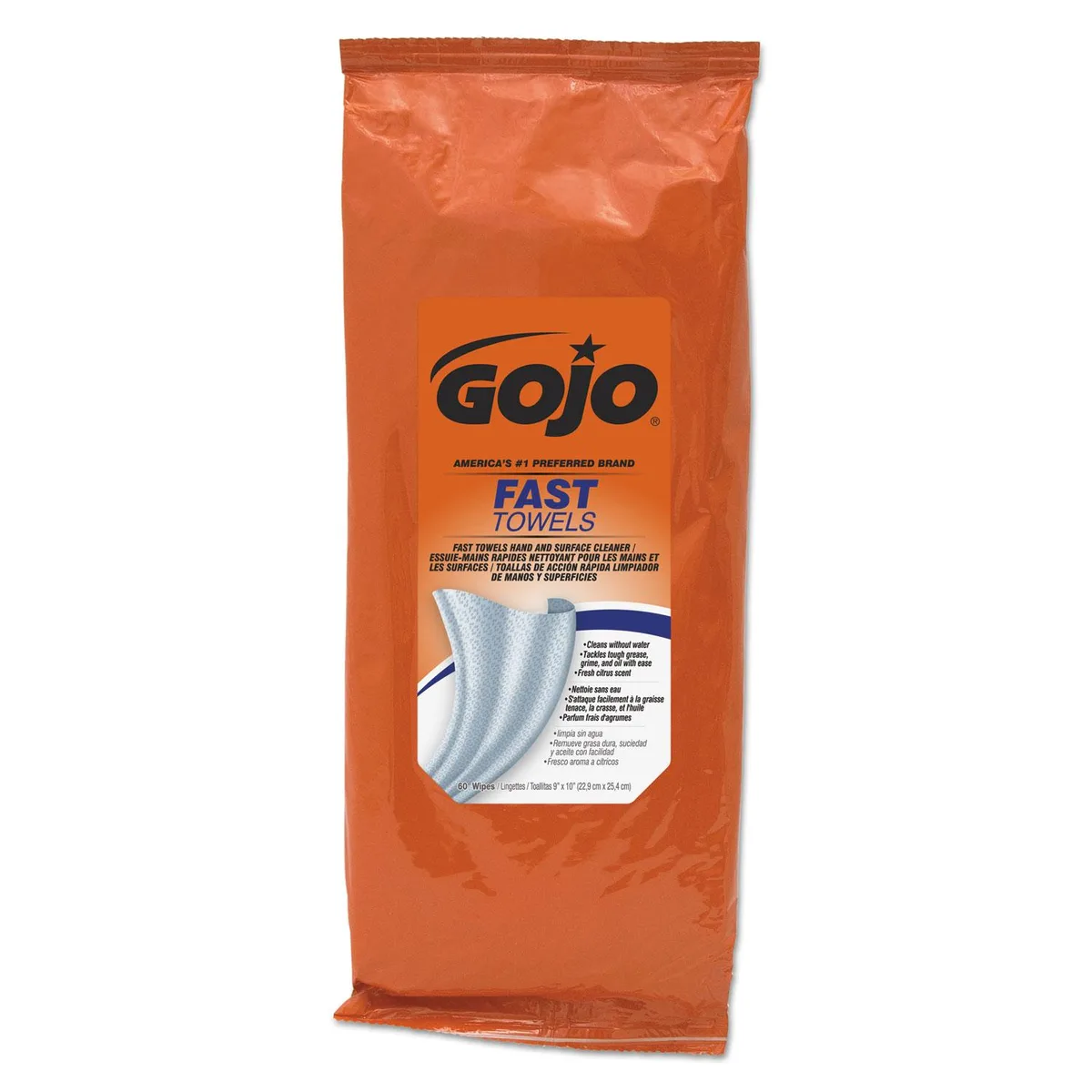 GOJO GOJO Fast Towels Hand Cleaning Wipes Blue 60 Wipes 6 Packs 628506 — product photo