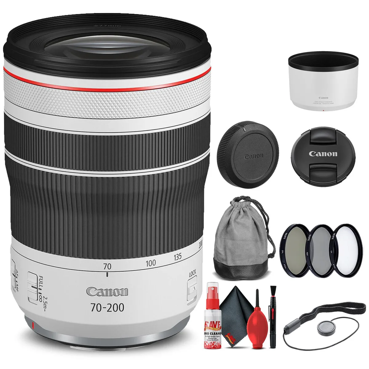 Canon Canon RF 70-200mm f/4L IS USM Lens + Filter Kit + Cap Keeper + Cleaning Kit — product photo