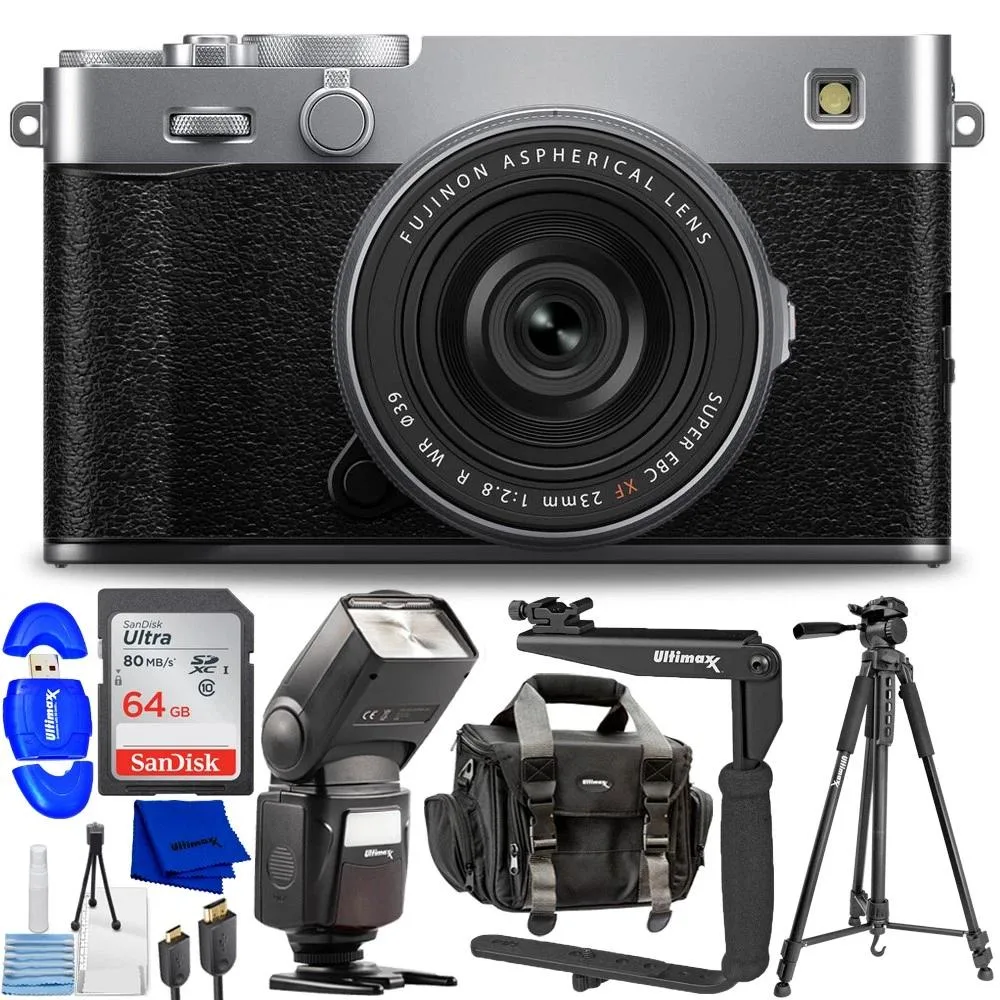 FUJIFILM FUJIFILM X-E5 compact mirrorless camera with XF 23mm f/2.8 lens (Silver) 10PC bundle — product photo