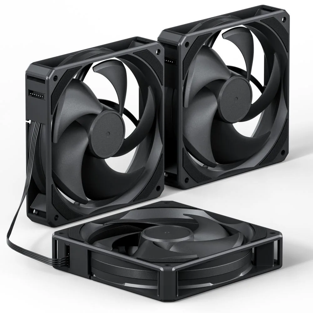 upHere upHere U2K-3 120mm Case Fan 3-Pack Black PWM 1800RPM 77.93CFM 25dB(A) — product photo