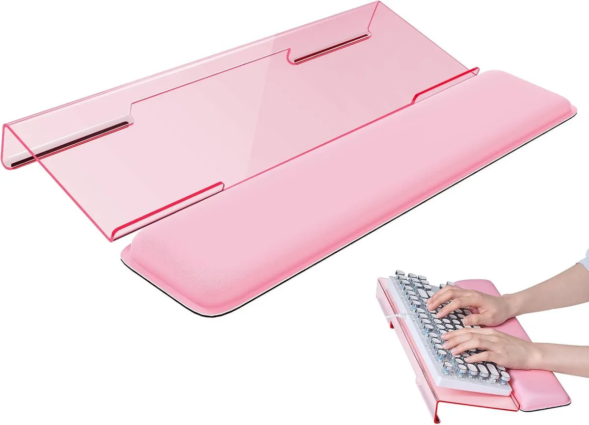 Emerson Emerson Keyboard Wrist Rest Stand with Wrist Pad Pink 16.85L x 5.5W x 1.63H — product photo