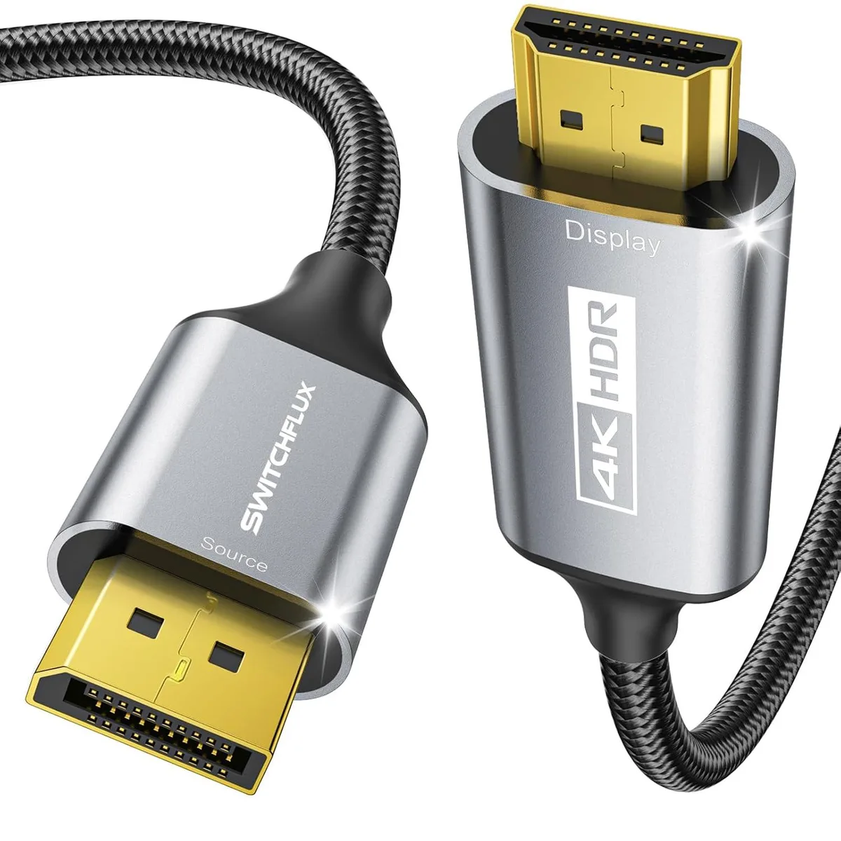 Keyence Keyence Active DisplayPort to HDMI Cable 6Ft 4K@60Hz 2K@120Hz DP1.2 HDMI2.0 Braided audio video converter — product photo
