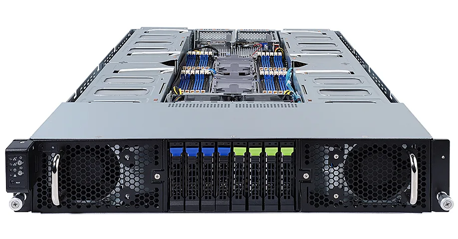 GIGABYTE GIGABYTE G292-280 2U barebone server, 24 DDR4 slots, 8 GPU slots, 10GbE — product photo