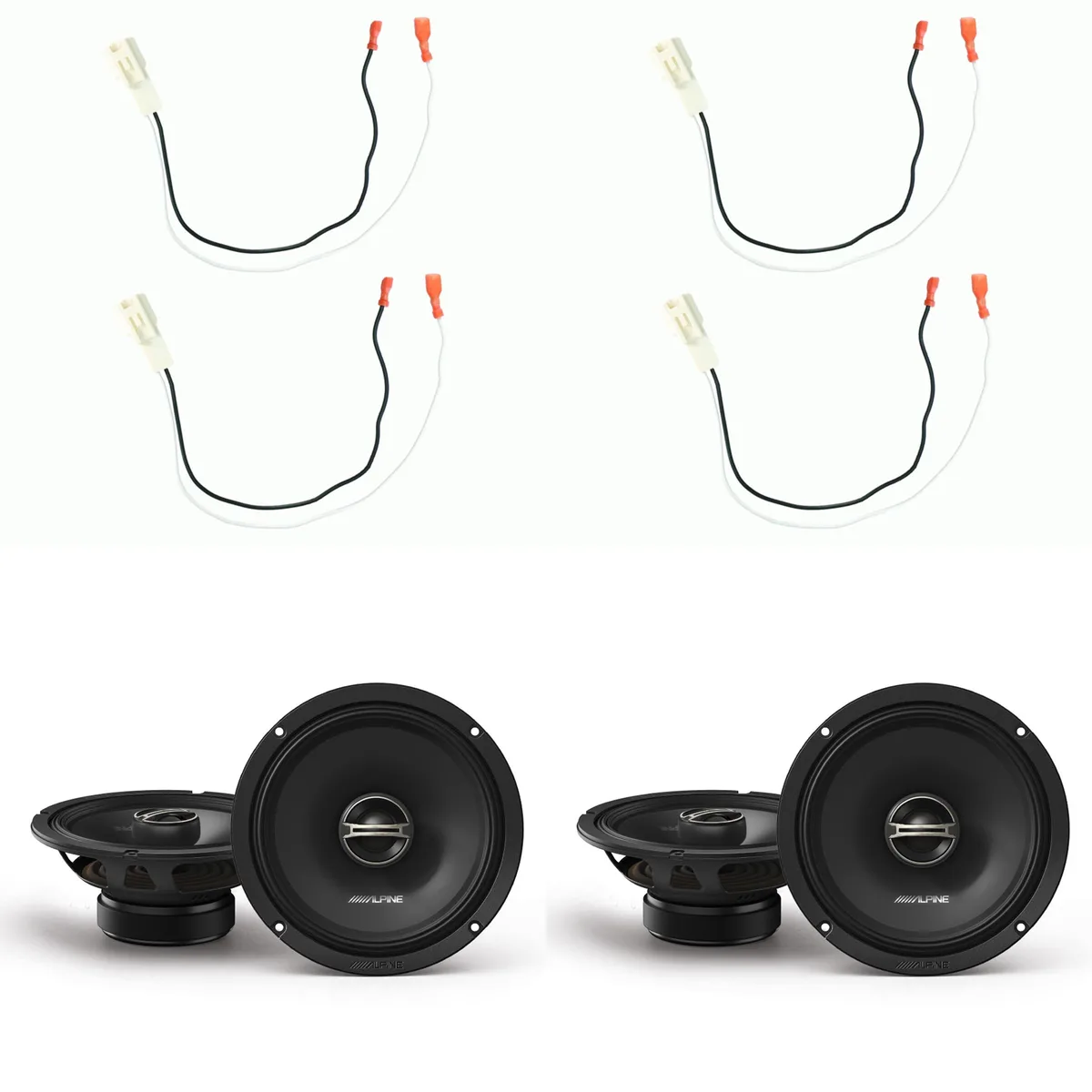 Alpine Alpine DM-65-G 6.5" Coaxial Speakers &amp; Metra 72-8104 Harness (2 Pairs) — product photo