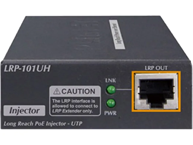 Compact metal PoE injector with four status LEDs and RJ45 ports