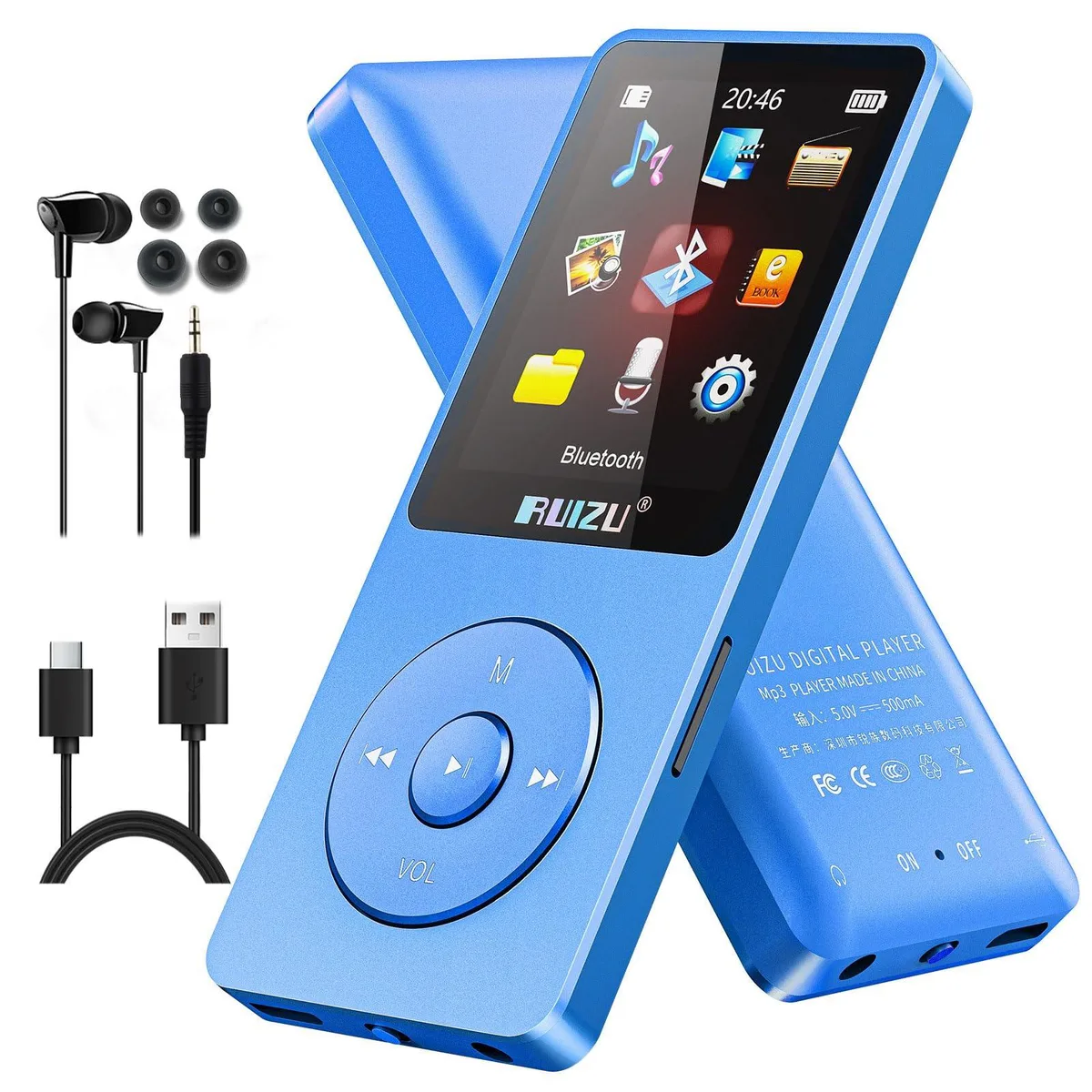 RUIZU 64GB MP3 Player Bluetooth 5.3 Blue — product photo