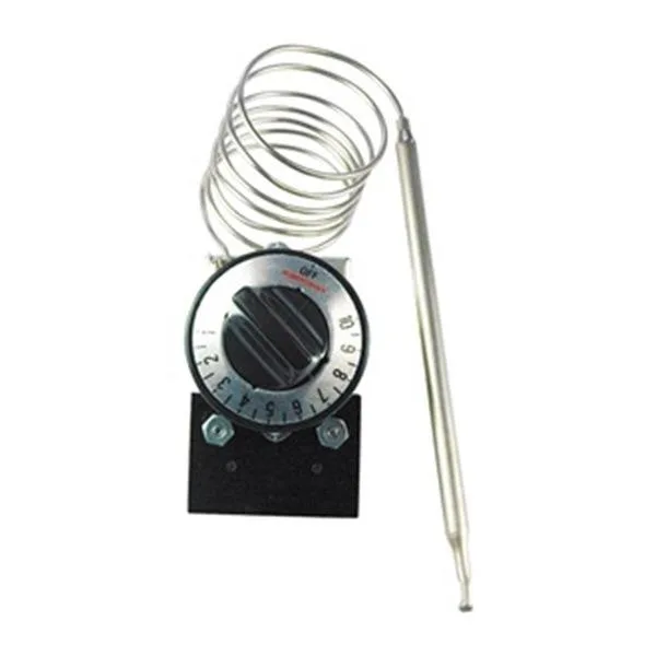 Silver Robertshaw thermostat with long capillary tube and sensing bulb