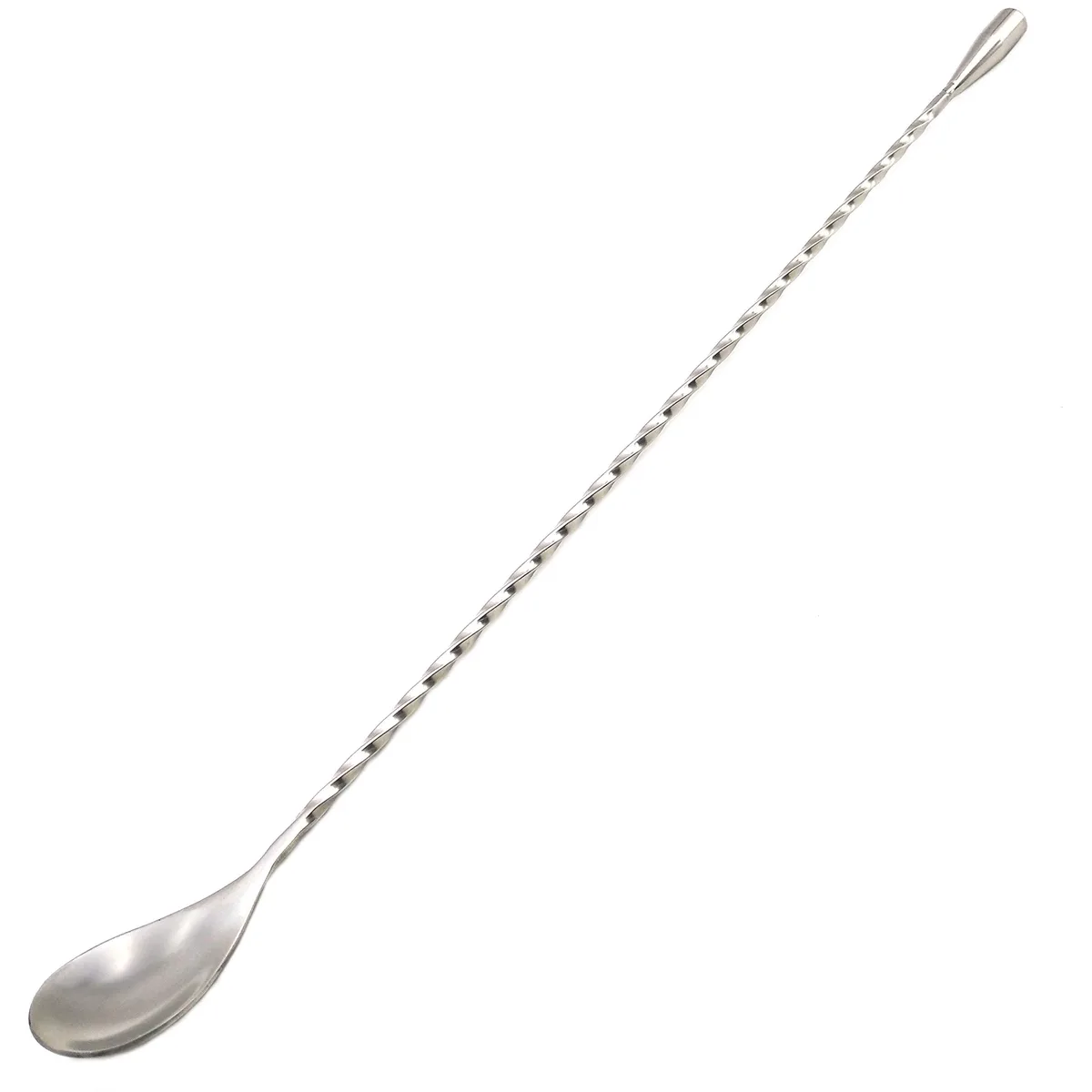 15.7 inch silver stainless steel cocktail spoon with spiral handle