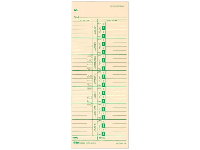 TOPS TOPS 1259 Weekly Time Cards 500/Box — product photo