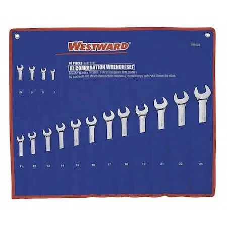 Thirty-two chrome alloy combination wrenches in canvas pouch