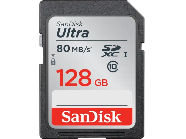 SanDisk SanDisk SDSDUNC-128G-GN6IN 128GB Ultra SDXC UHS-I Class 10 80MB/s memory card — product photo