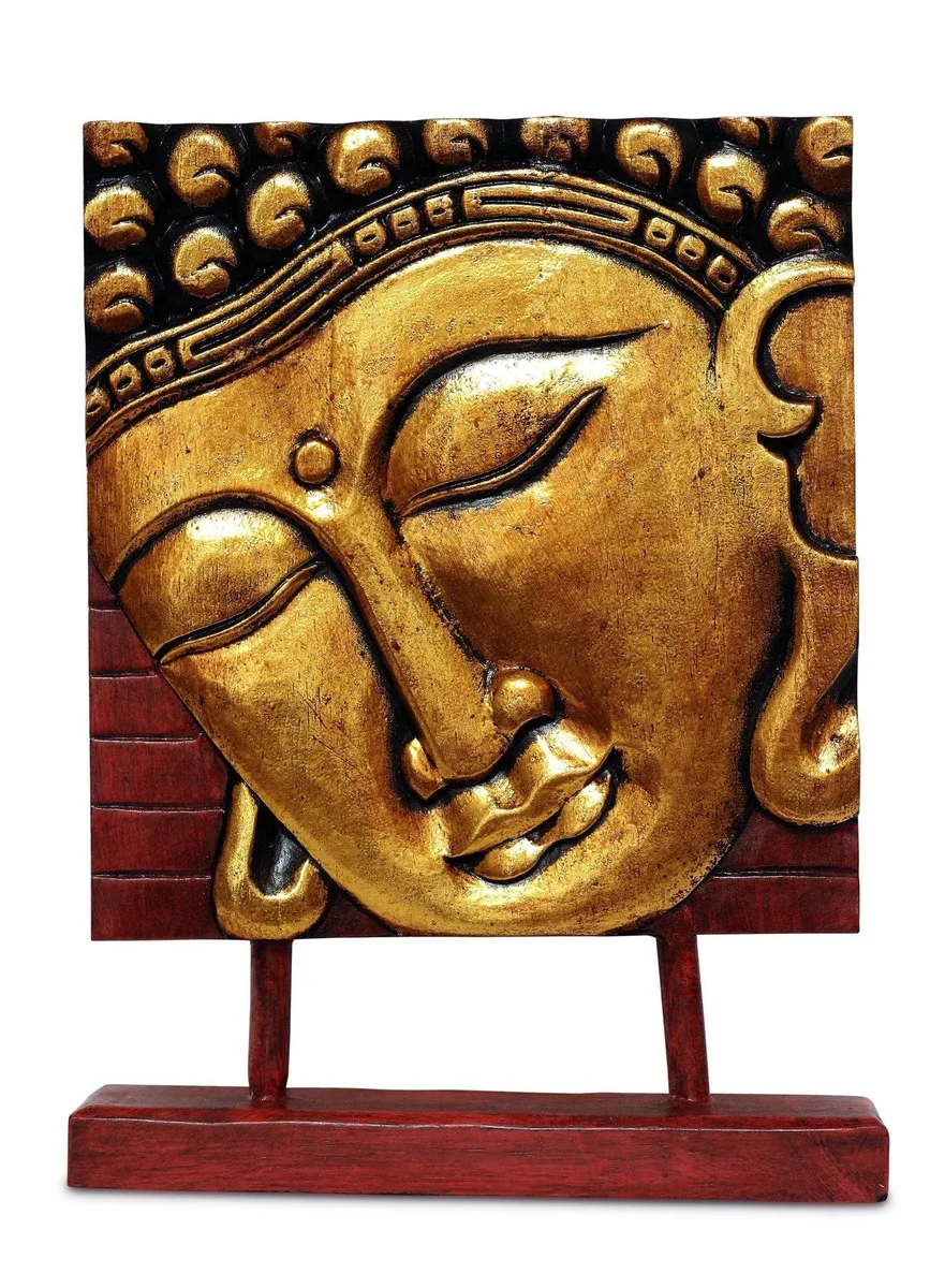G6 Collection G6 Collection 15" Wooden Serene Buddha Head Plaque Gold home accent — product photo