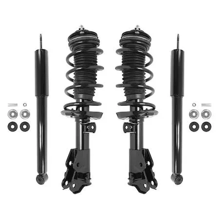 Four Unity strut assemblies and two rear shocks in cardboard packaging