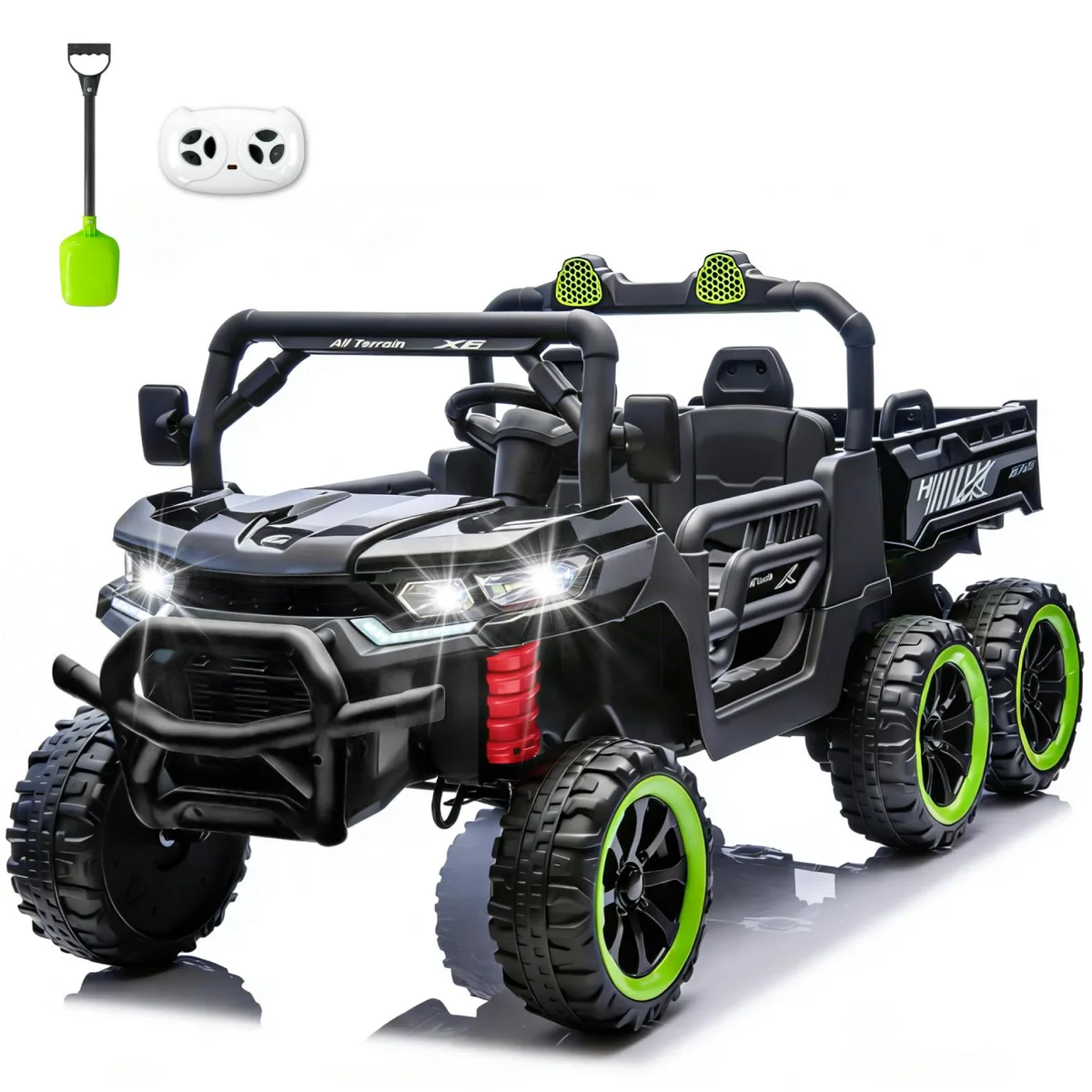 TCARAIWEN TCARAIWEN Kids 2-Seater 24V Electric Dump Truck 4WD UTV Black — product photo