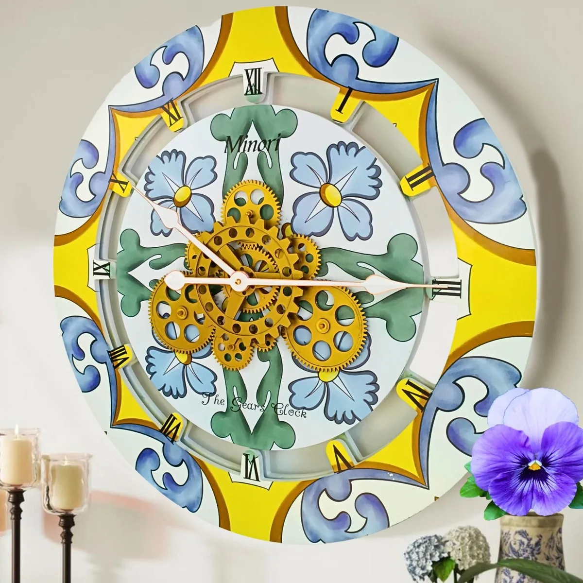 The Gears Clock The Gears Clock Italy Line 24-inch Round Wall Clock Minori — product photo