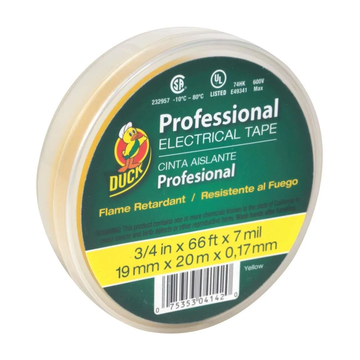 Duck Duck 667 Professional Electrical Tape Yellow 66 ft Canister Pack — product photo