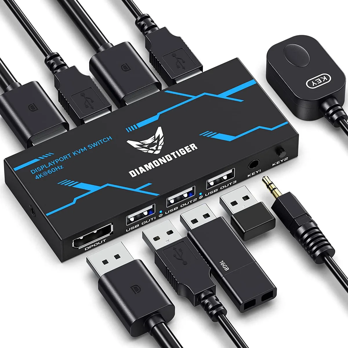 FOCUSTEC FOCUSTEC 2 Port DisplayPort KVM Switch 4K 60Hz — product photo