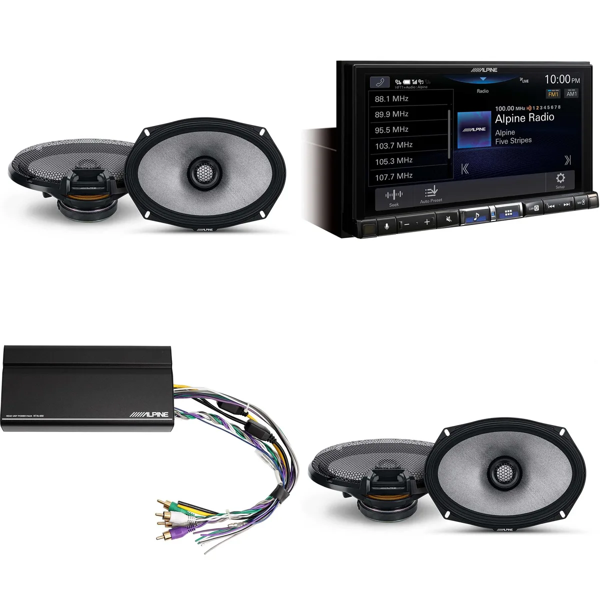 Alpine Alpine ILX-507 7-Inch Multimedia Receiver Bundle with 2x R2-S69 6x9" Speakers and KTA-450 Amplifier — product photo