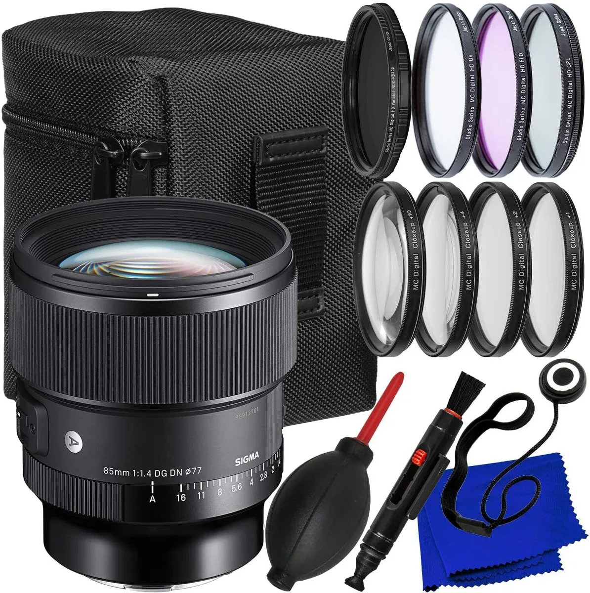 SIGMA SIGMA 85mm f/1.4 DG DN Art Lens for Sony E 12PC Accessory Bundle — product photo
