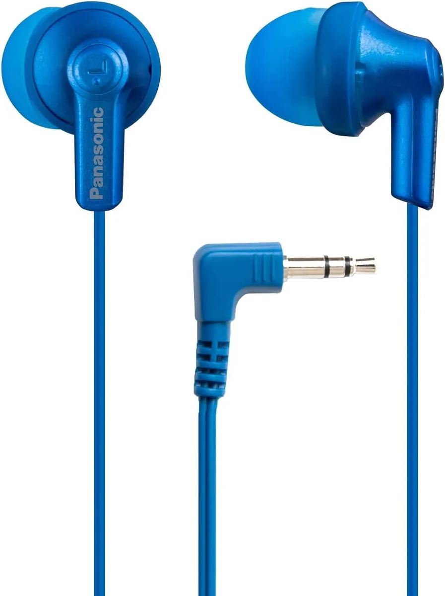 Panasonic RP-HJE120-AA ErgoFit In-Ear Headphones Metallic Blue — product photo