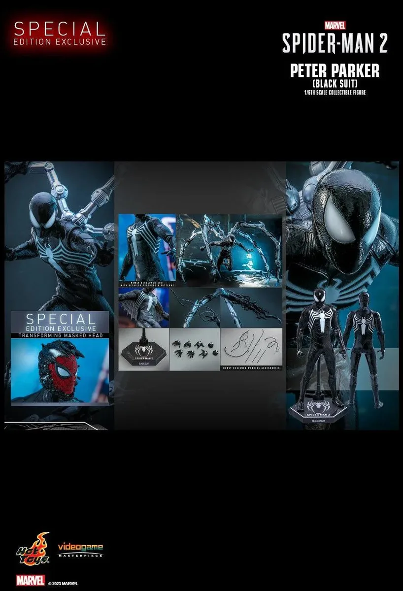 Hot Toys Hot Toys VGM56B Spider-Man 2 Peter Parker Black Suit Deluxe action figure — product photo