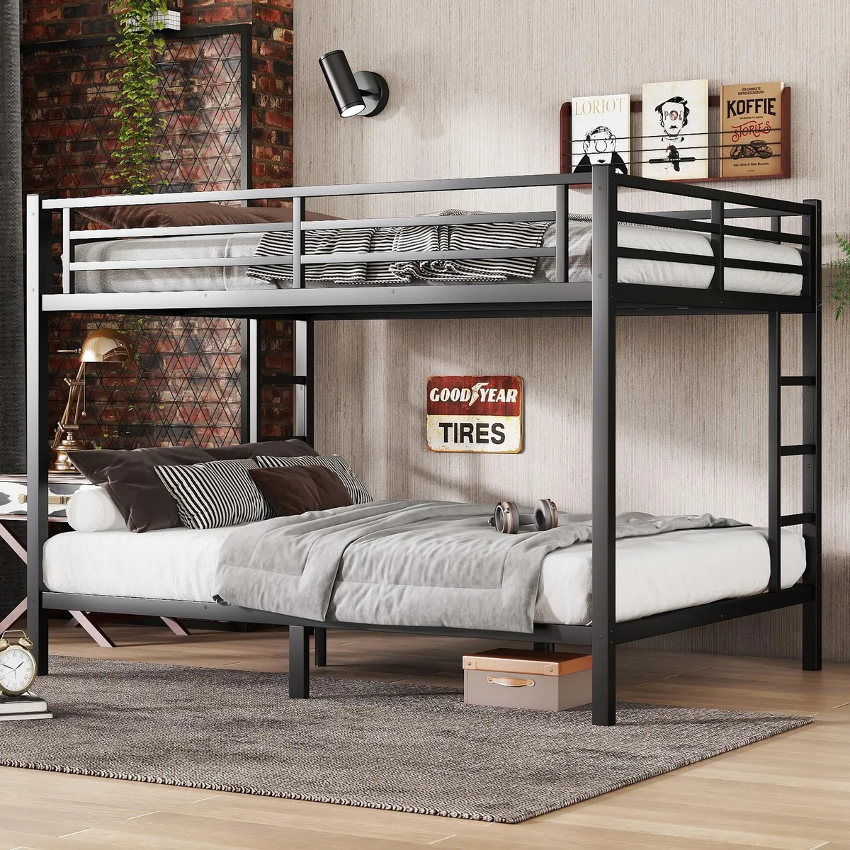 tuphen tuphen Metal Queen over Queen Bunk Bed Black 40 Slats — product photo
