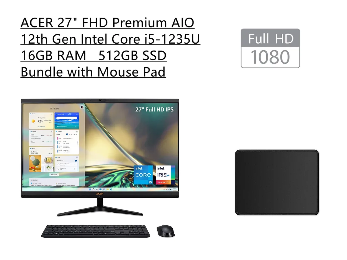Acer America Acer America Aspire 27" FHD All-in-One PC Core i5-1235U 16GB DDR4 512GB SSD — product photo