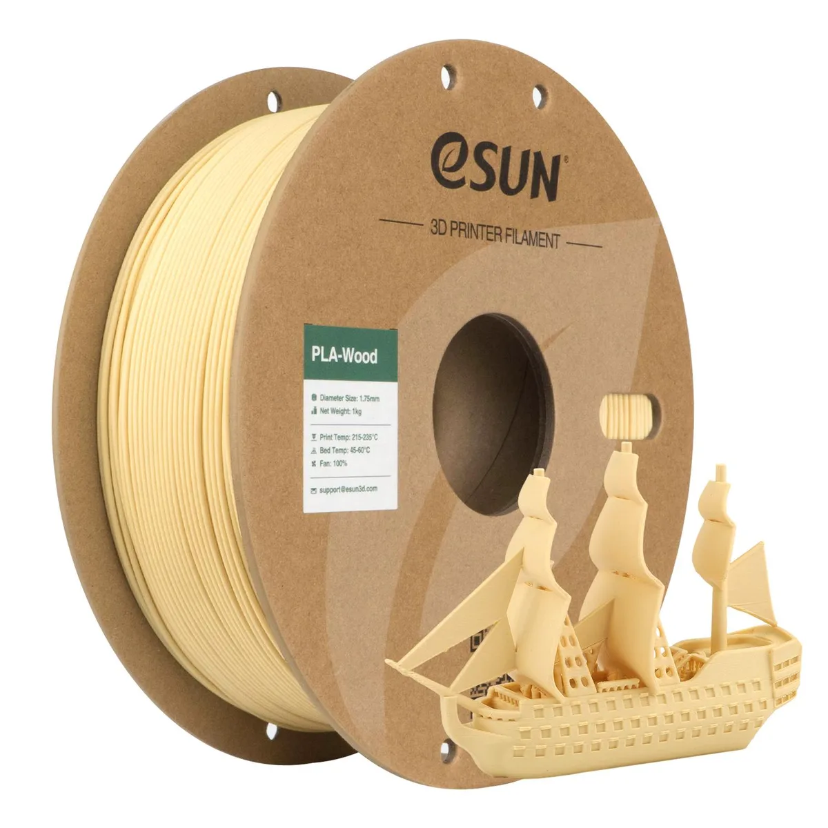 eSUN eSUN Wood PLA Filament 1.75mm 1kg Plain Wood — product photo