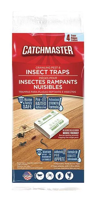 Four transparent rectangular glue boards for crawling insects