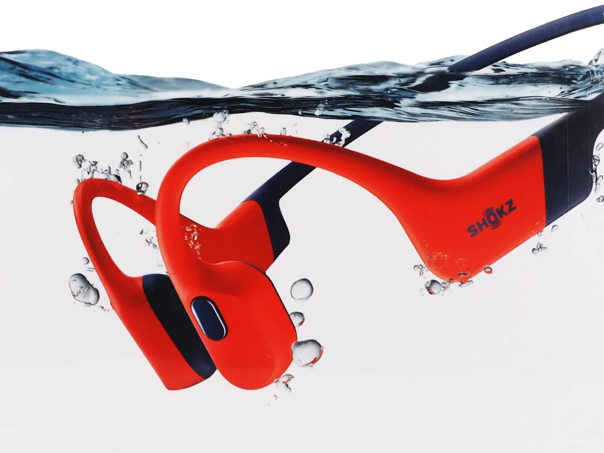 SHOKZ SHOKZ OpenSwim Pro Bone Conduction Sport Headphones Red S710-ST-RD-US — product photo